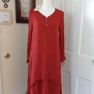 Women's / Junior's Long Sleeve Double Layered Dress (Size XL / Junior) RED ~ NEW